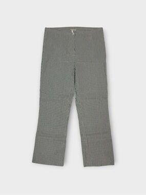 Annette Görtz Gray White Stripe Cropped Cotton Pants Minimalist Trousers
